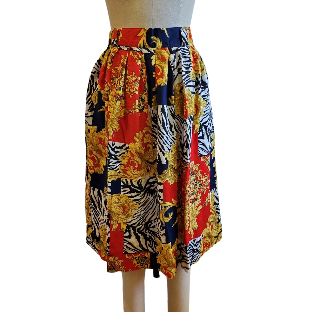 Briggs Petite Vintage‎ Made In USA Multi Print Colorful Skirt Size S